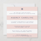 Modern Blush Stripe Bat Mitzvah Invitation Kaart (Voorkant)