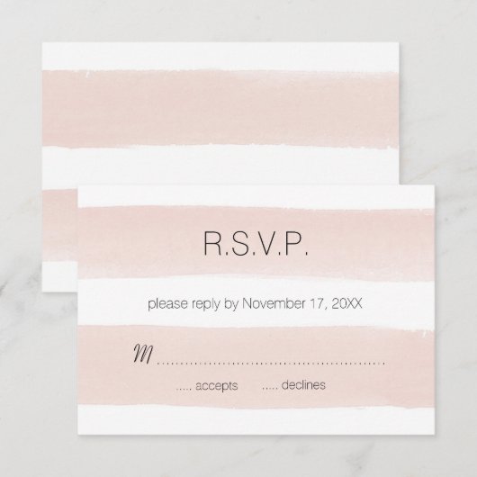 Modern Blush Stripes RSVP (Voorkant / Achterkant)