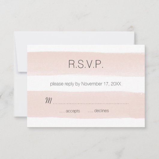 Modern Blush Stripes RSVP Kaartje (Voorkant)