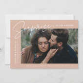 Modern Blush Surprise Photo Verloving Aankondiging (Voorkant)