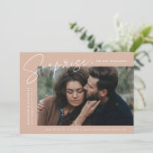Modern Blush Surprise Photo Verloving Aankondiging (Staand voorkant)