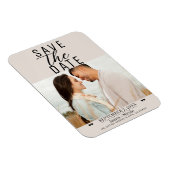 Modern Blush Tan Sla de datum bruiloft foto op Magneet (Rechterzijde)