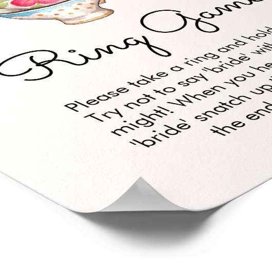 Modern Blush Tea Party Ring Game Vrijgezellenfeest Poster (Hoek)