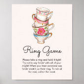 Modern Blush Tea Party Ring Game Vrijgezellenfeest Poster (Voorkant)