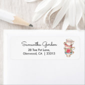 Modern Blush Tea Party Vrijgezellenfeest Adres Etiket (Insitu)