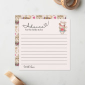Modern Blush Tea Party Vrijgezellenfeest advies Notitiekaartje (Voorkant / Achterkant in situ)