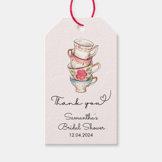 Modern Blush Tea Party Vrijgezellenfeest dank u Cadeaulabel (Voorkant)