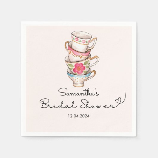 Modern Blush Tea Party Vrijgezellenfeest Servet (Voorkant)