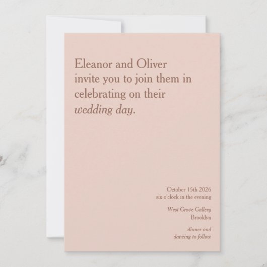 Modern Blush Terracotta Typography Stylish Wedding Kaart (Voorkant)