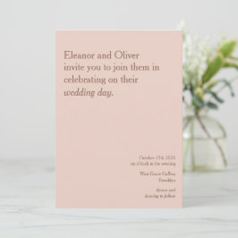 Modern Blush Terracotta Typography Stylish Wedding Kaart