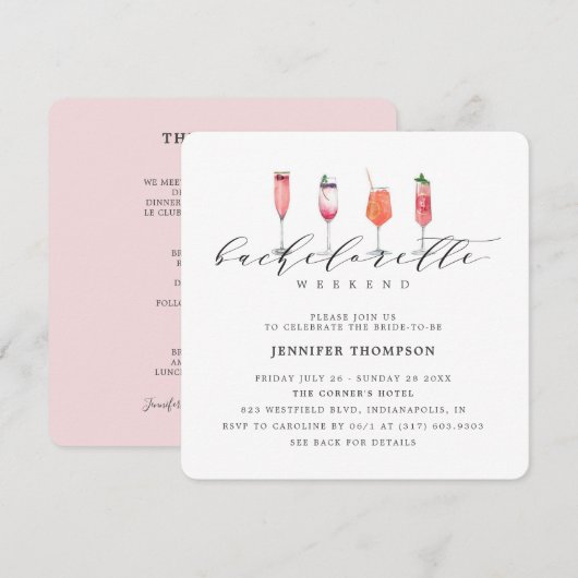 Modern Blush vrijgezellenweekend Kaart (Voorkant / Achterkant)