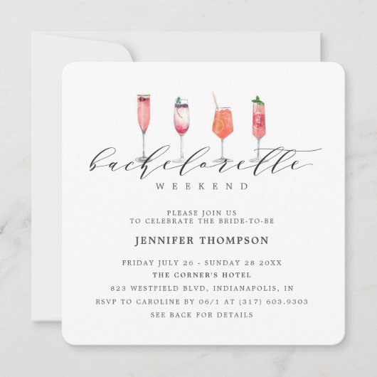 Modern Blush vrijgezellenweekend Kaart (Voorkant)