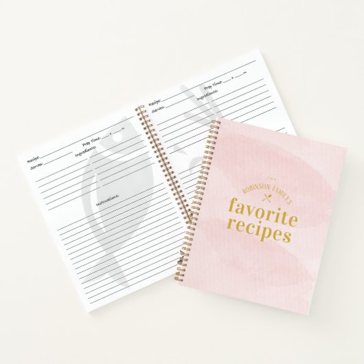  Modern Blush Waterverf Blank Recept Notitieboek (Binnen)