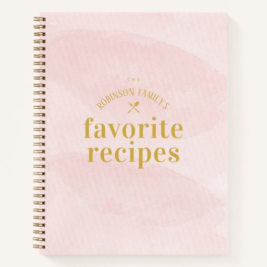  Modern Blush Waterverf Blank Recept Notitieboek (Voorkant)