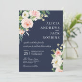 Modern Blush waterverf Bloemen Bruiloft Uitnodigin Kaart (Staand voorkant)