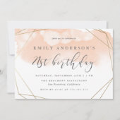 Modern Blush Waterverf geometrische 21ste verjaard Kaart (Voorkant)