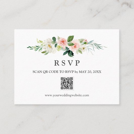 Modern Blush Weddenschap RSVP QR CODE WEDDING Visitekaartje (Voorkant)