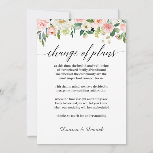 Modern Blush Wedding Postponement Wijziging planne Kaart (Voorkant)