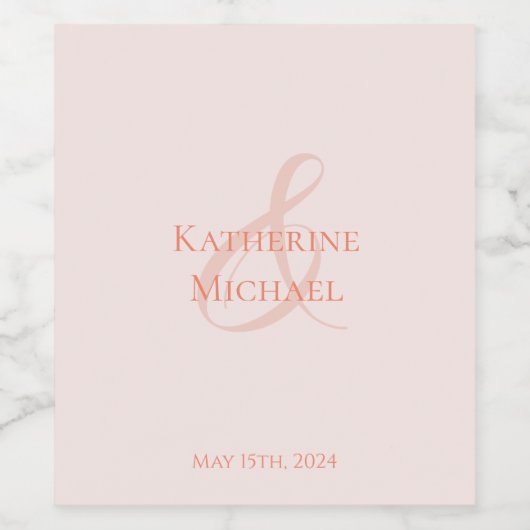 Modern-Blush-Wedding- Wijn Etiket (Enkel label)