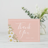 Modern Blush & White Daisies Weddenschap Bedankt (Staand voorkant)
