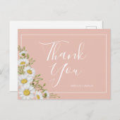 Modern Blush & White Daisies Weddenschap Bedankt Briefkaart (Voorkant / Achterkant)