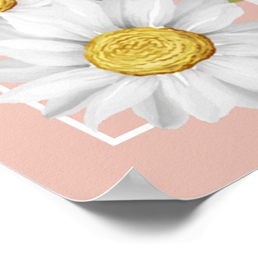 Modern Blush & White Daisies Weddenschap Welkom Poster (Hoek)