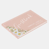 Modern Blush & White Daisies Wedding Guestbook Gastenboek (Hoek)