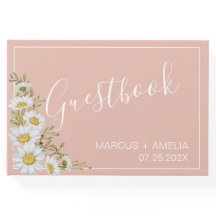 Modern Blush & White Daisies Wedding Guestbook
