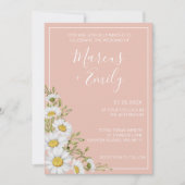 Modern Blush & White Daisies Wedding Kaart (Voorkant)