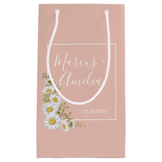 Modern Blush & White Daisies Wedding Klein Cadeauzakje (Voorkant)