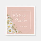 Modern Blush & White Daisies Wedding Servet (Voorkant)