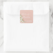 Modern Blush & White Daisies Wedding Vierkante Sticker (Tas)