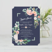 Modern Blush White Floral Lijst Lingerie Douche Kaart (Staand voorkant)