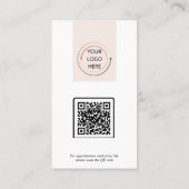 Modern Blush White Make-up Hair Foto QR-code Visitekaartje (Achterkant)