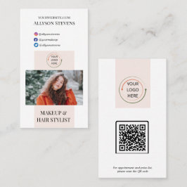 Modern Blush White Make-up Hair Foto QR-code Visitekaartje