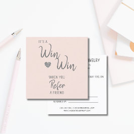 Modern Blush White Win Refer een vriend Aanbevelingskaartje