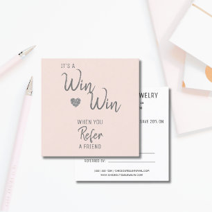 Modern Blush White Win Refer een vriend Aanbevelingskaartje