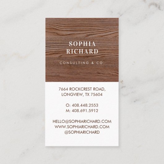 Modern Blush & Wood Chic Luxury Professional Photo Visitekaartje (Achterkant)