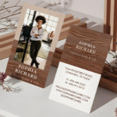 Modern Blush & Wood Chic Luxury Professional Photo Visitekaartje
