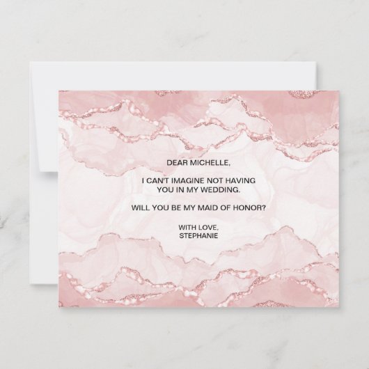 Modern Blush zal je een bruidsmeisje zijn Kaart (Achterkant)