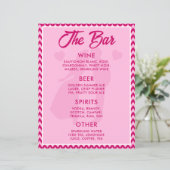 Modern BlushPink Chevron Bar Menu Wedding Tabletop (Staand voorkant)