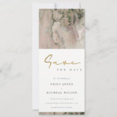 MODERN BLUSKY ROOS GOLD AGATE SAVE THE DATE KAART (Voorkant)