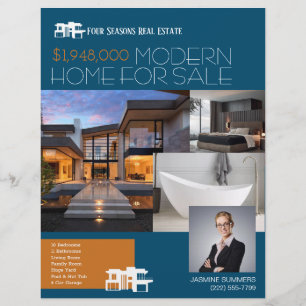 MODERN BLUWE Makelaar Onroerend Goed Flyer Te Koop