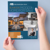 MODERN BLUWE Makelaar Onroerend Goed Flyer Te Koop (Hand)