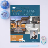 MODERN BLUWE Makelaar Onroerend Goed Flyer Te Koop (Enkel)