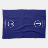 Modern Boat Anchor Monogram Marine Blauw Theedoek (Horizontaal)