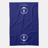 Modern Boat Anchor Monogram Marine Blauw Theedoek (Verticaal)