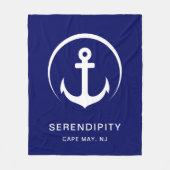 Modern Boat Anchor Navy Blue Fleece Deken (Voorkant)