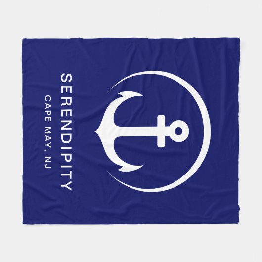 Modern Boat Anchor Navy Blue Fleece Deken (Voorkant (Horizontaal))