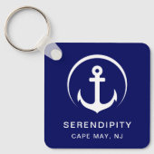 Modern Boat Anchor Navy Blue Sleutelhanger (Voorkant)